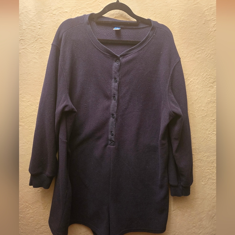 ❤️‍🔥Old Navy Navy Fleece Henley Romper | Cozy Loungewear One-Piece | L